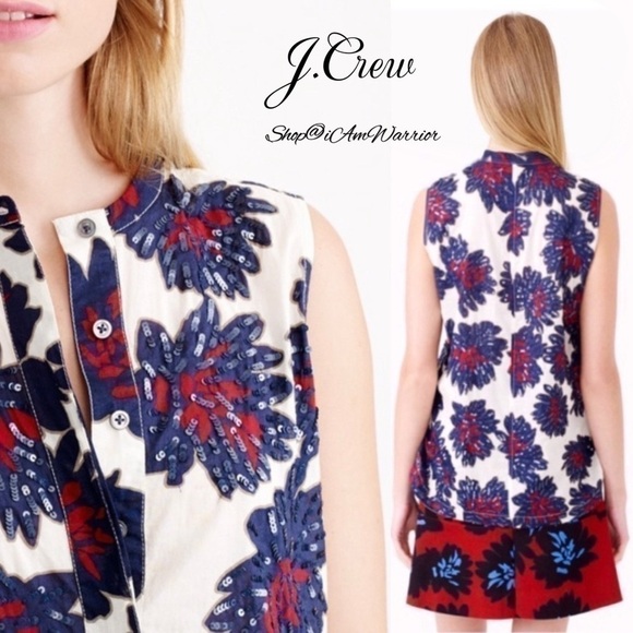 J.Crew 2 piece cotton voile sequin firework sleeveless top + pull on jogger - Picture 3 of 16